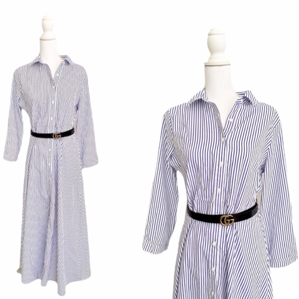 NWT Purple Snow Striped Shirt Maxi Dress
